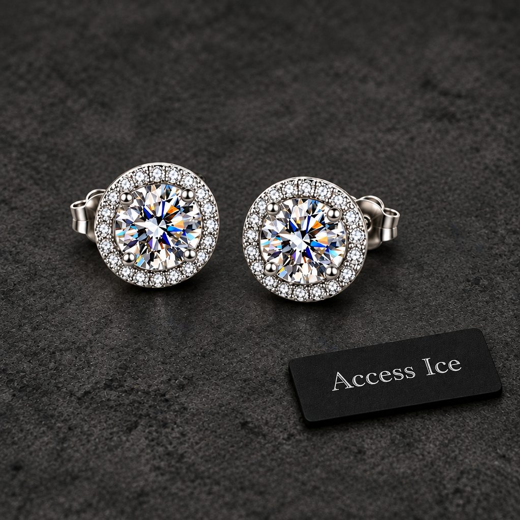 Brincos Moissanite com Halo | Corte Brilhante | Prata 925 | Redondo e Quadrado
