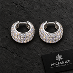 Brincos Argola Iced Out CZ | 3 Filas Zirconia | Prata e Dourado | Unissexo