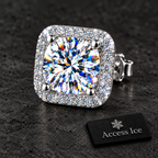 Brincos Moissanite com Halo | Corte Brilhante | Prata 925 | Redondo e Quadrado